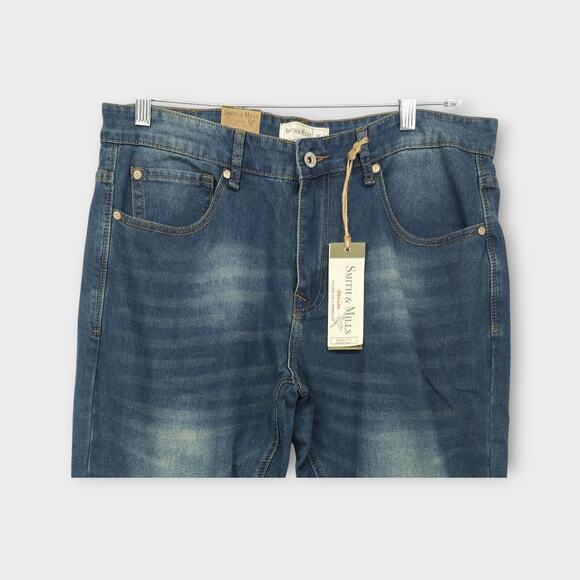 New With TAGS - Mens Smith & Mills Stretch Blue Jeans Size 34x32 - Picture 3 of 6